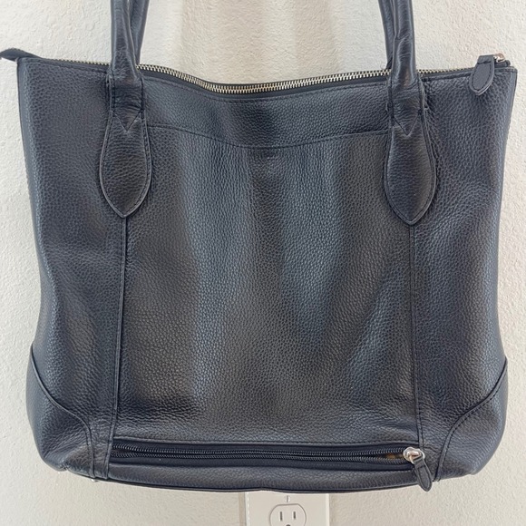 LODIS Siera Pebbled Leather Tote Bag Black Handbag Purse Womens Medium Large - Picture 3 of 14